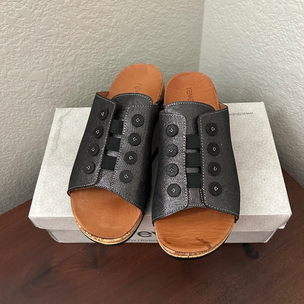 Revere Women's Antalya Slide Sandal Black Linen EU41 US 10 - 10.5 W BRAND NEW - Picture 3 of 7
